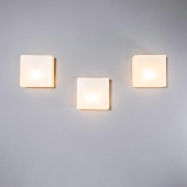 Czech Opaline Square Dish Ceiling Lamp, 1950s For Sale - Image 4 of 11