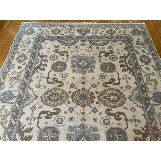 1990s Soft Tones Oushak Hand Knotted Area Rug 9x12 For Sale - Image 10 of 11