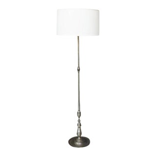 Patinated Silvered Brass Floor Lamp For Sale