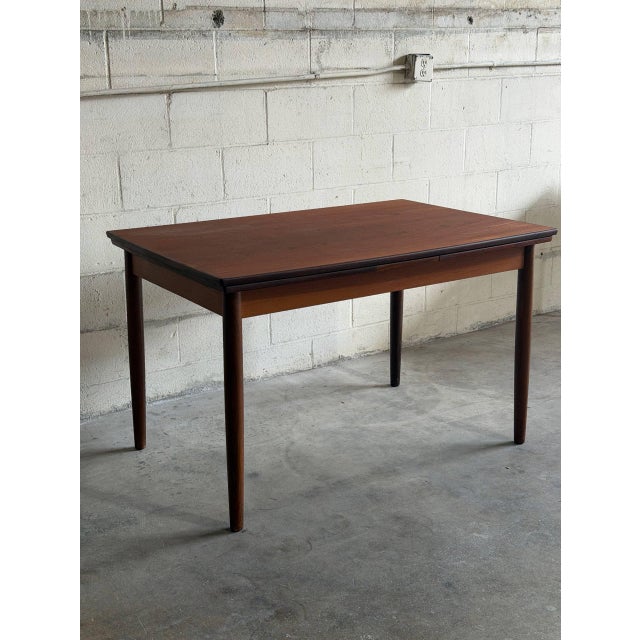 Vintage Danish Modern Teak Extendable Dining Table With Draw Leaves For Sale - Image 9 of 10