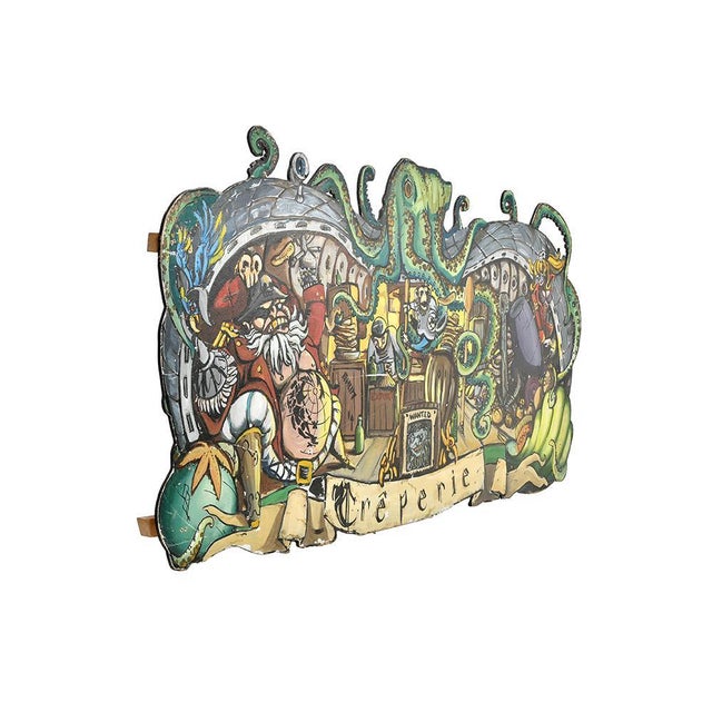 Vintage Crêperie Sign, in Good conditions. Designed before 1890 This piece is designed in the style of the selected...