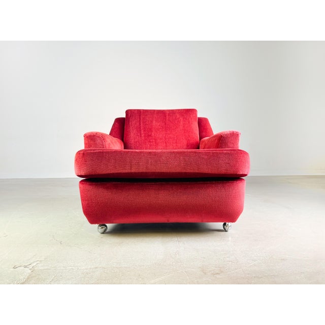 Textile Set of Mid-Century Red Armchairs, 1960s For Sale - Image 7 of 16