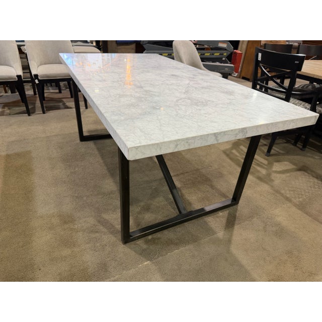 2020s Restoration Hardware Marble Top "Tarano" Dining Table For Sale - Image 5 of 6