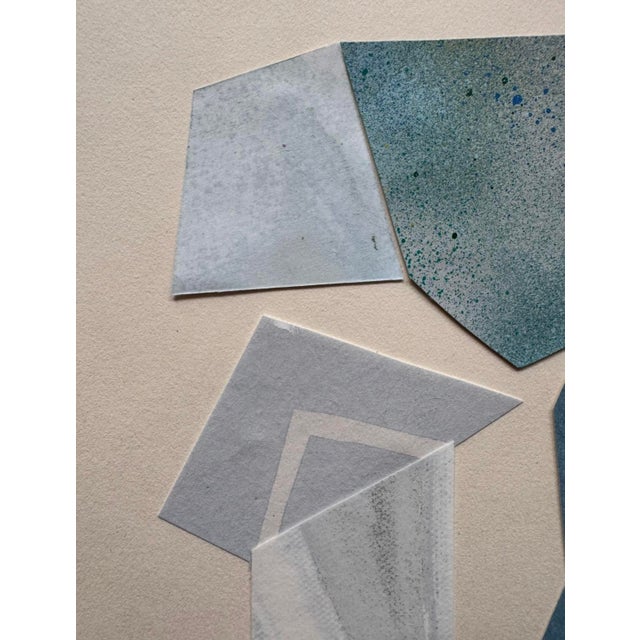 Abstract "Im Blue 1" Original Mixed-Media Collage on Paper by Zac Woodiel For Sale - Image 3 of 7