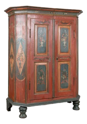Swedish Hand-Painted Pine Armoire Dated 1823