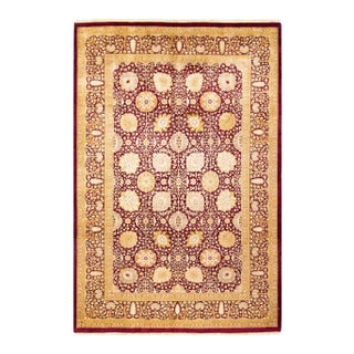 Mogul, One-of-a-Kind Hand-Knotted Area Rug in Red, 6' 1" x 9' 3" For Sale