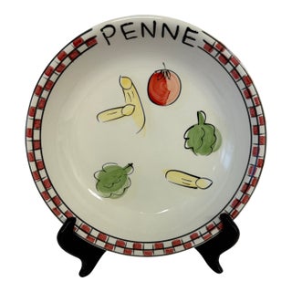 Late 20th Century Italian Bistro “Pasta for 4” Ceramic Bowl Set by Tabletop Unlimited, 5-Piece Handpainted Eclectic For Sale
