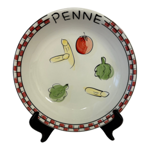 Late 20th Century Italian Bistro “Pasta for 4” Ceramic Bowl Set by Tabletop Unlimited, 5-Piece Handpainted Eclectic