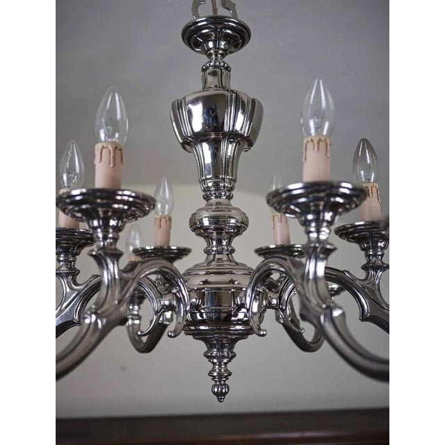 White Metal 12-Arm Chandelier For Sale - Image 6 of 7