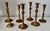 Boho Chic Collection of Solid Brass Candlesticks, S/7 For Sale - Image 3 of 4