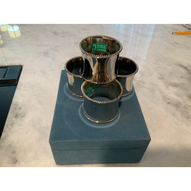 Metal Mid 20th Century Towle Silverplate Napkin Rings in Original Box- Set of 4 For Sale - Image 7 of 9