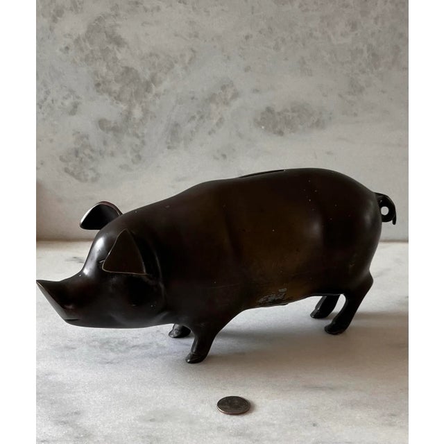 Vintage Large Bronze Piggy Bank For Sale - Image 4 of 11