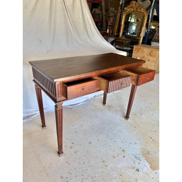 Wood 19th Century French Louis XVI Walnut Console Table For Sale - Image 7 of 12