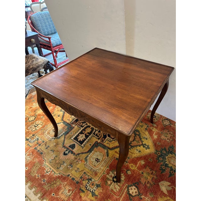 Italian Vintage Fruitwood Game Table With Beautiful Carving For Sale - Image 10 of 12