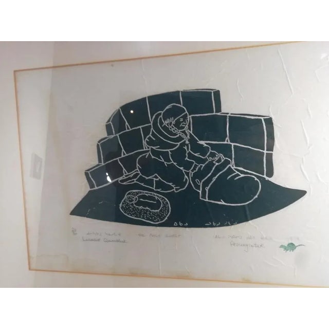 Mid-Century Modern Lucassie Qumaluk, Motherhood, Woodcut, 1974 For Sale - Image 3 of 9