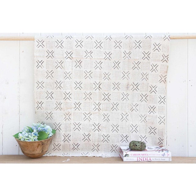 Textile White Mali Tribal Mudcloth Throw For Sale - Image 7 of 7