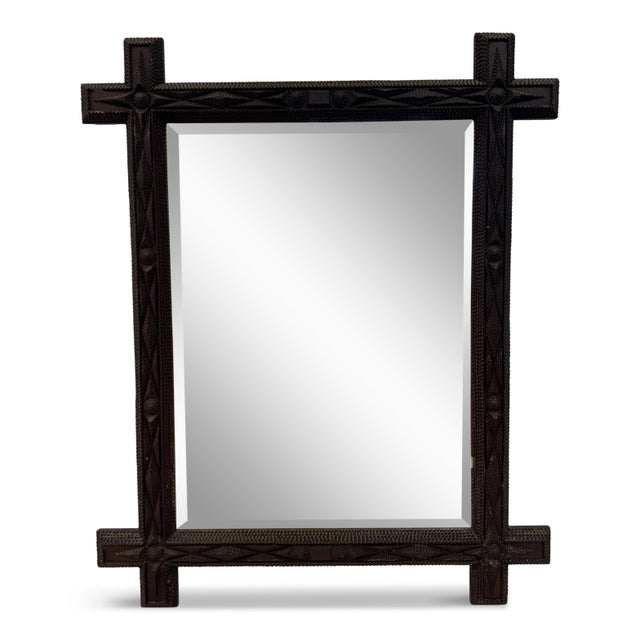 19th Century French Geometric Tramp Art Mirror, 1899 For Sale - Image 13 of 14