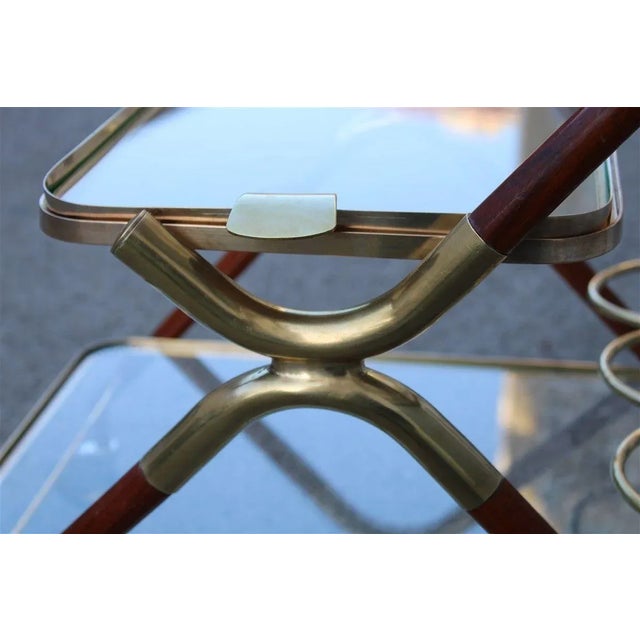 Wood Wood & Brass Trolley, 1950s For Sale - Image 7 of 13