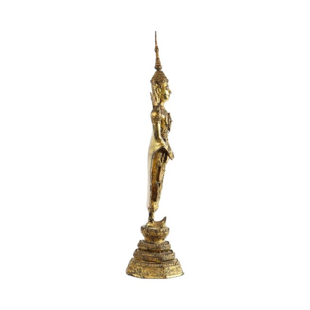 Thai Artist, Standing Buddha, 1800s, Bronze and Gold Leaf For Sale - Image 6 of 11