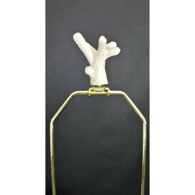 Designer Coastal Table Lamps With Embossed Coral and Coral Finials - Set of 2 For Sale - Image 9 of 10