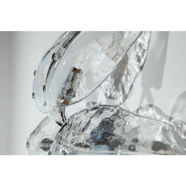 Vintage White & Clear Murano Flush Mount or Wall Sconce For Sale - Image 9 of 10