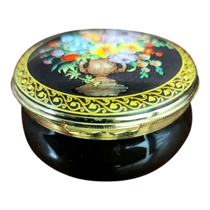 Bilston & Battersea English Fine Enamel Round Box W/Lid