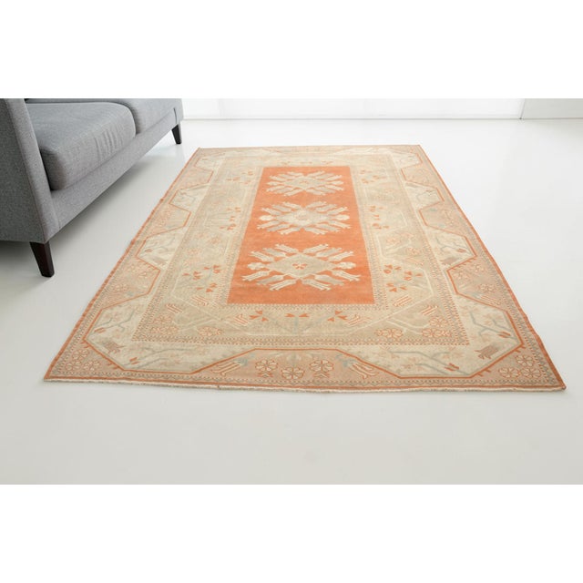 Turkish Vintage Turkish Anatolian Rug, 9'4" X 6'6" – Soft Terracotta and Beige For Sale - Image 3 of 10
