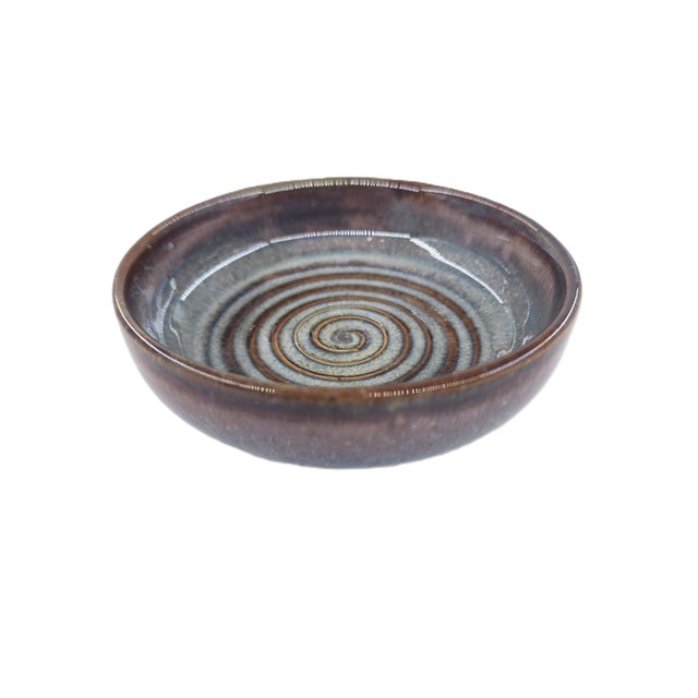 Ceramic Vietnamese Dual-Glaze Stoneware Ceramic Salad Bowls With Spiral Motif - Set of 4 For Sale - Image 7 of 7