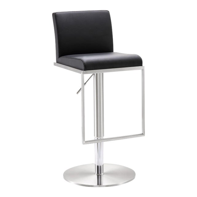 Amalfi Black Steel Adjustable Bar Stool For Sale