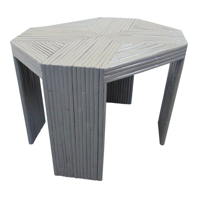 Late 20th Century Mid-Century Grey Bamboo Side Table For Sale
