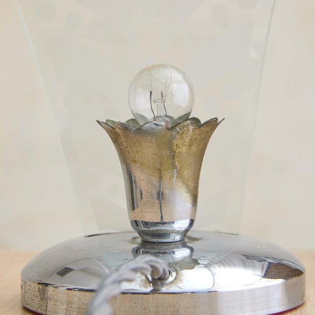 Mid-Century Modern Petite Italian Chrome + Murano Glass Table Lamp, 1950s - 2 Available For Sale - Image 3 of 12