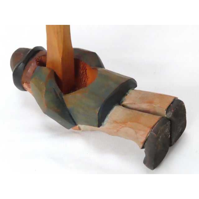 Vintage Hand Carved & Painted Wood Figurative Standing Nut Cracker For Sale - Image 12 of 13