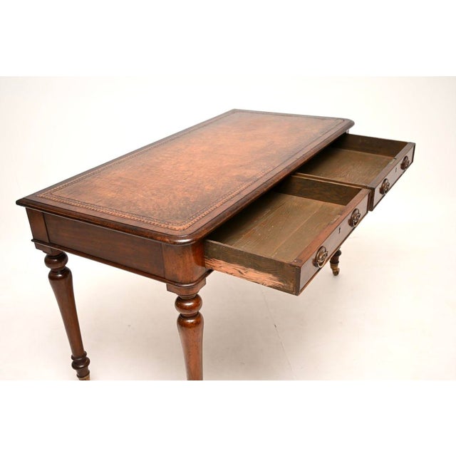 Antique Victorian Leather Top Writing Table, 1860 For Sale - Image 6 of 11