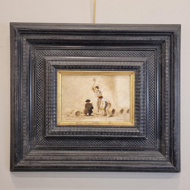 C. Vidaime, Basque Customs, Early 20th Century, Oil Painting on Board, Framed, Set of 2 For Sale - Image 5 of 18