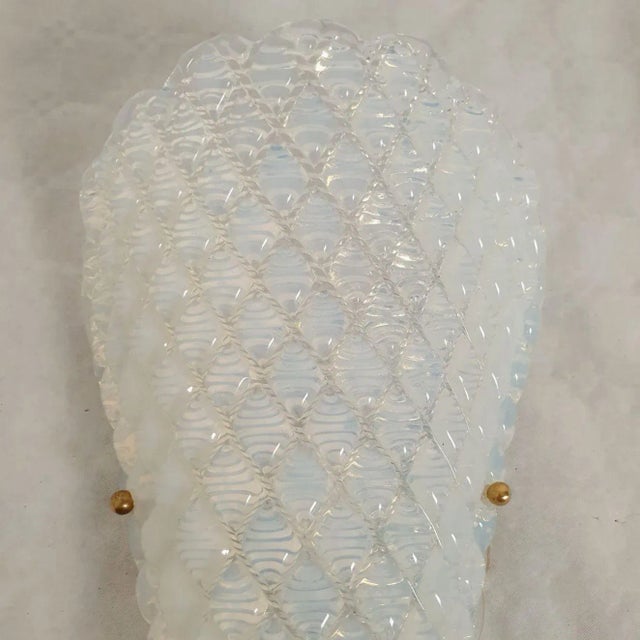 Pair of Opaline Murano Glass Sconces 1970s, Mid Century Modern For Sale In Dallas - Image 6 of 11