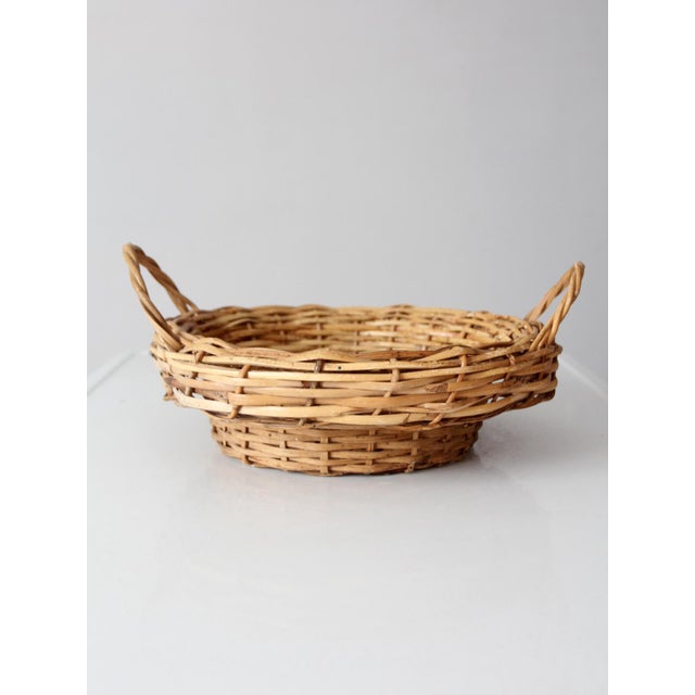 Vintage Round Wicker Basket With Handles For Sale - Image 13 of 18