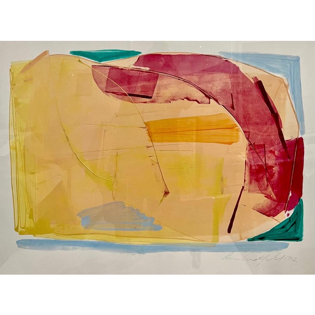 Ronnie Landfield (1947- American) "Untitled" 1982 Acrylic on Paper Dimensions: Sheet 30" X 42" Frame 32 X 44 Hand signed...