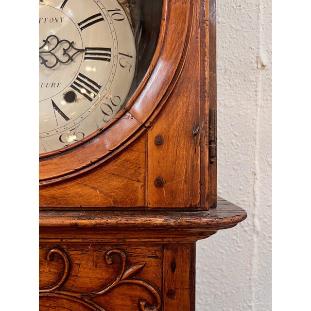 18th Century Tall French Cherry Horloge/ Case Clock For Sale - Image 4 of 12