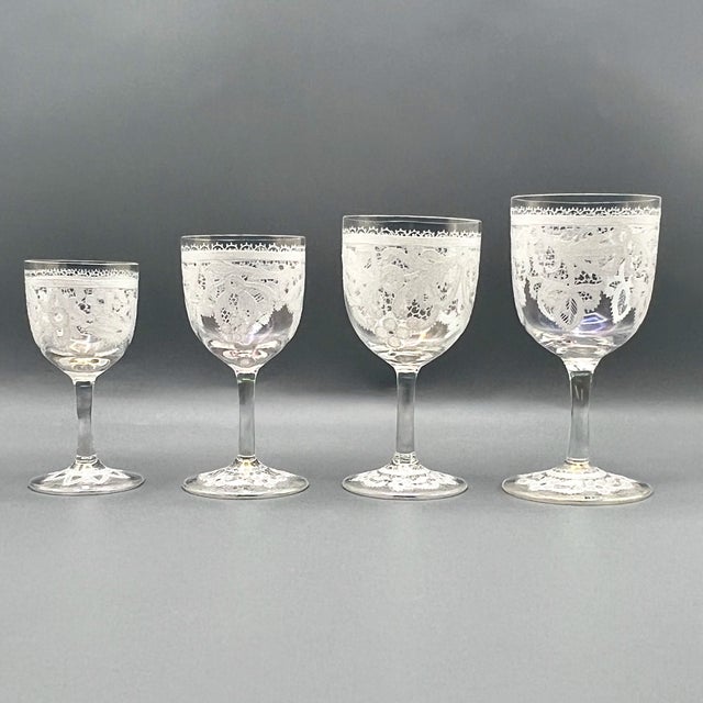 Glass Crystal Glasses by Salviati for Murano, 1950s, Set of 21 For Sale - Image 7 of 18