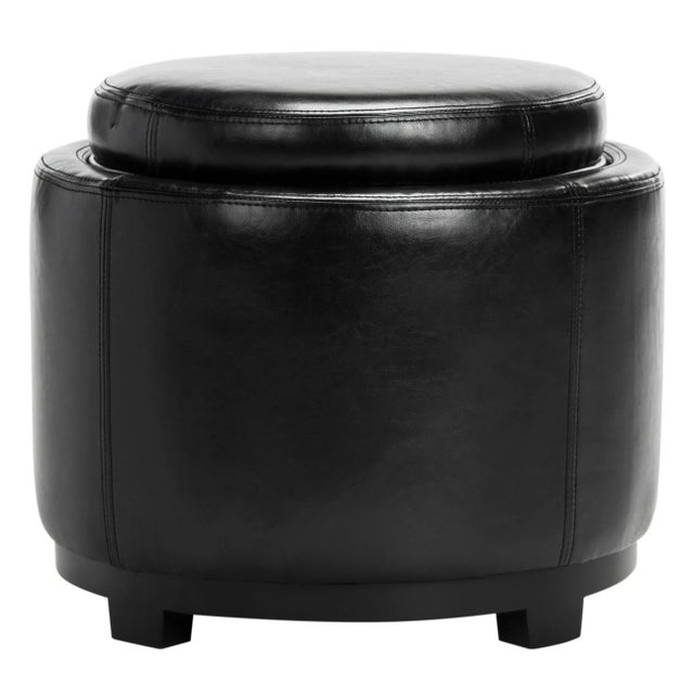 Modern Storage Tray Ottoman in Black & Black For Sale - Image 3 of 10