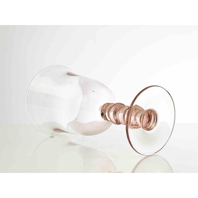 Transparent Pink Glass Goblet, 1950s For Sale - Image 3 of 5