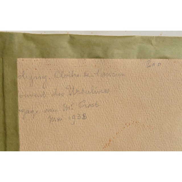 Emile Goussery (French 1867-1941) "The Cloister - Ursuline Convent" Watercolor Signed and Dated 1938 For Sale - Image 10 of 12