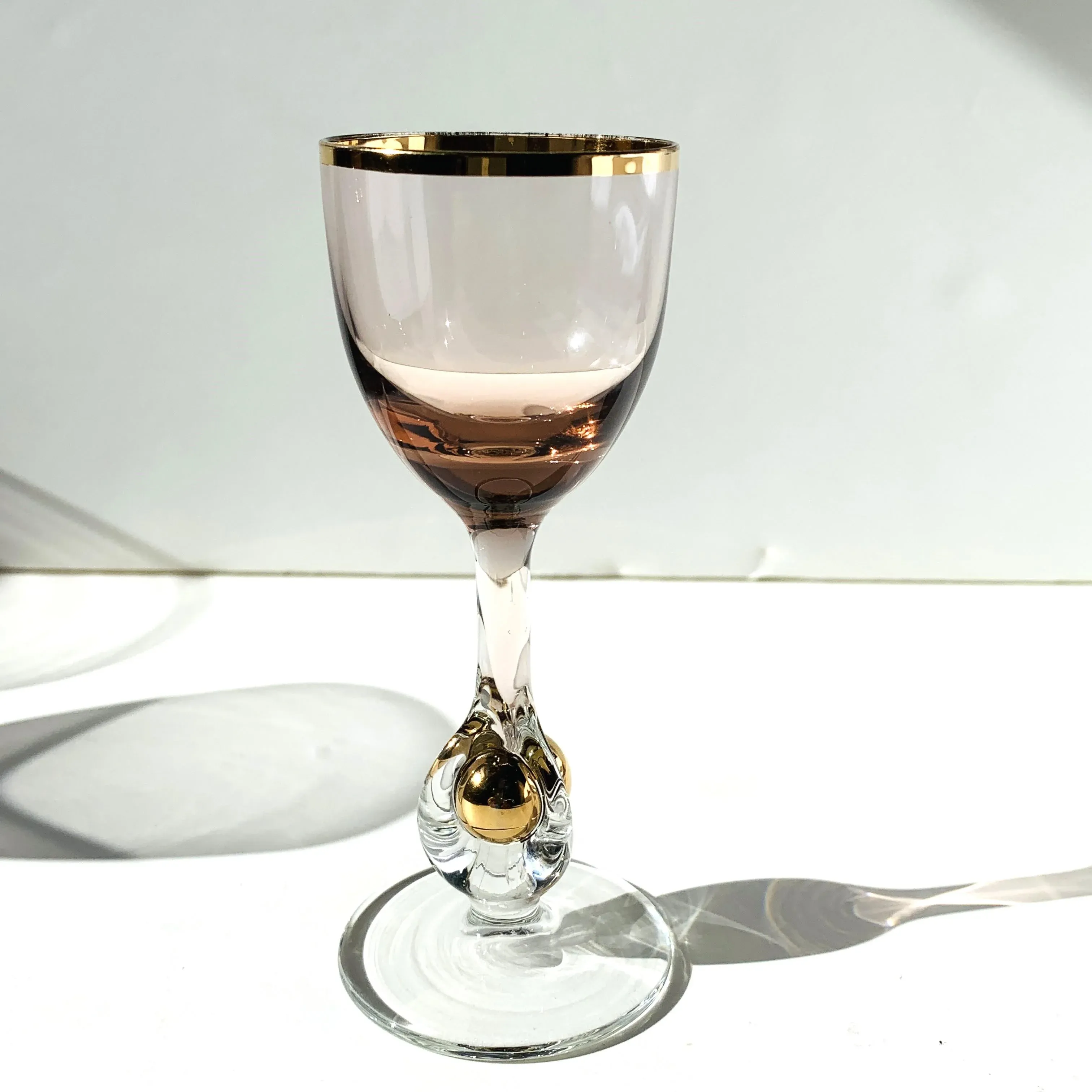 Vintage Czech Crystal by Jozef Stanik, Pattern Atlas Pink, Gold