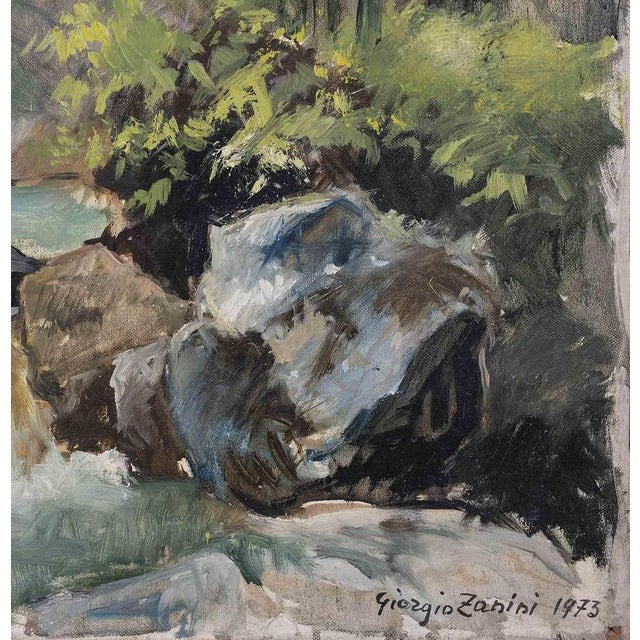 Landscape is an artwork realized by Giorgio Zanini in 1973. Mixed colored oil on canvas. Hand signed and dated on the...