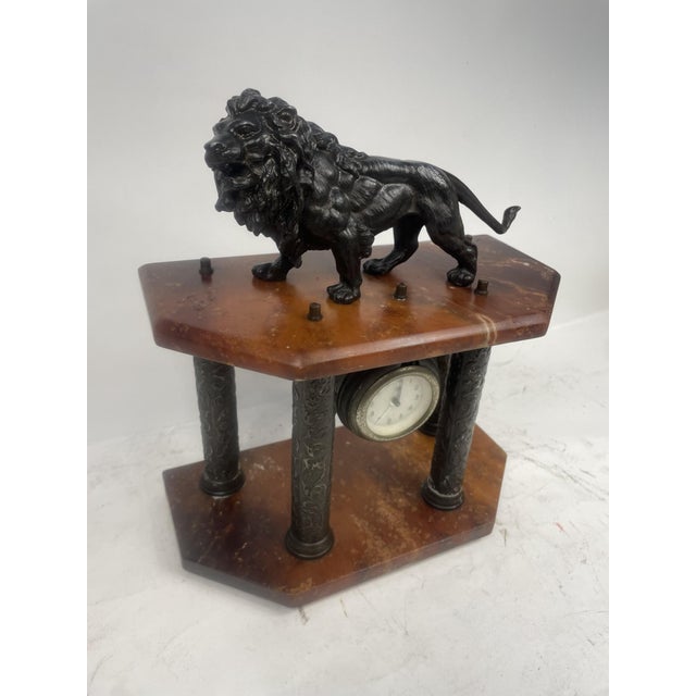 Liberty Clock in Red Marble, 1920s For Sale - Image 11 of 15