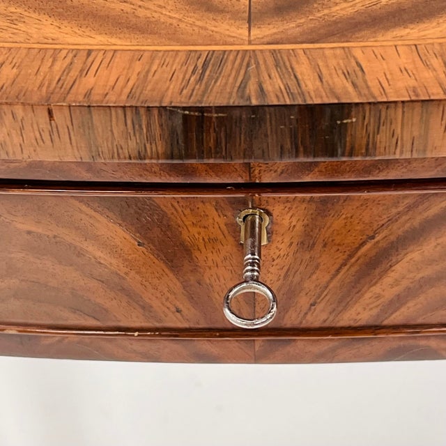 Brown 1990s Pair of Custom Federal Style Demi-Lune Console Tables For Sale - Image 8 of 14