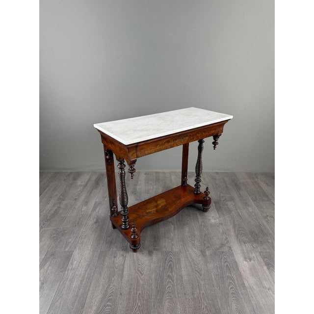 19th Century Napoleon III Mahogany and White Marble Console Table For Sale - Image 3 of 13