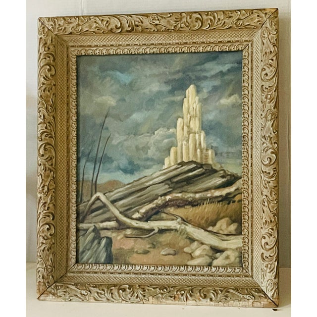 Antique oil on canvas painting in the style of symbolists, Dalilike. Original frame, good condition, interesting for...