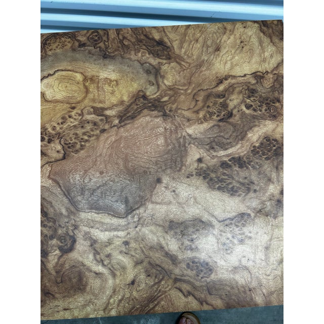 Milo Baughman Vintage Burl Veneer and Mirrored Side Table in the Style of Milo Baughman For Sale - Image 4 of 10