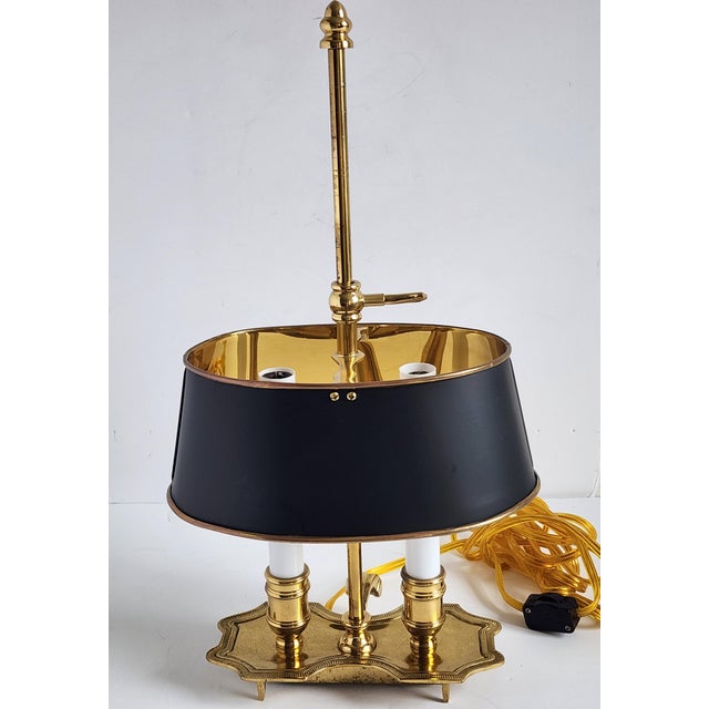Vintage French Bouillote Brass & Tole Table Lamp For Sale - Image 13 of 16